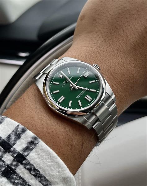 rolex oyster perpetual 41 green dial|rolex oyster perpetual chronometer price.